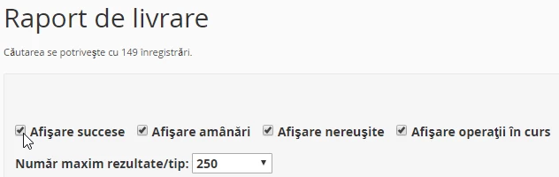 Raport de livrare e-mail