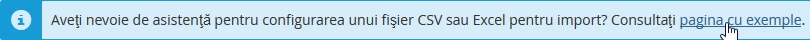 Informatie pentru import CSV 