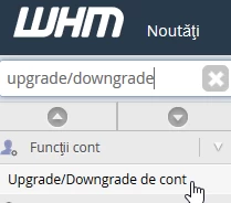 Upgrade/downgrade de cont WHM