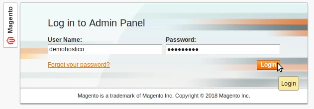 Logare in panou Magento 1.9