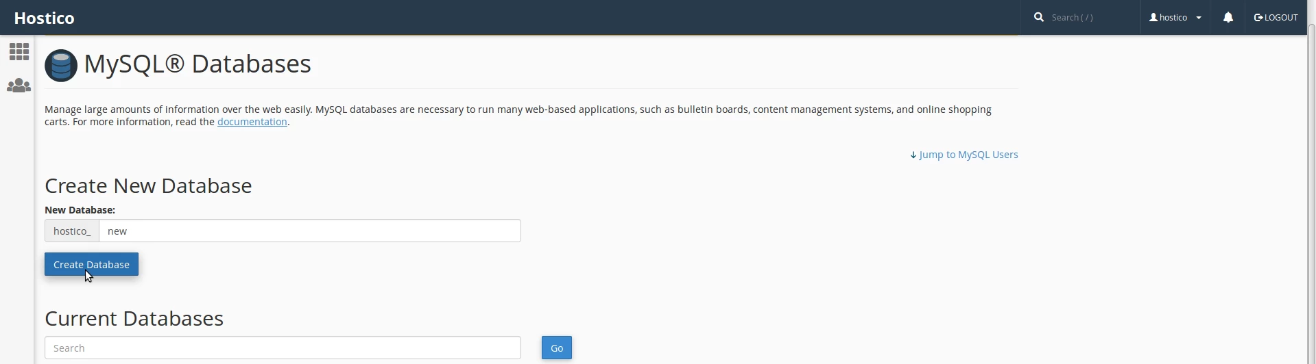 Creare bază de date MySQL cPanel