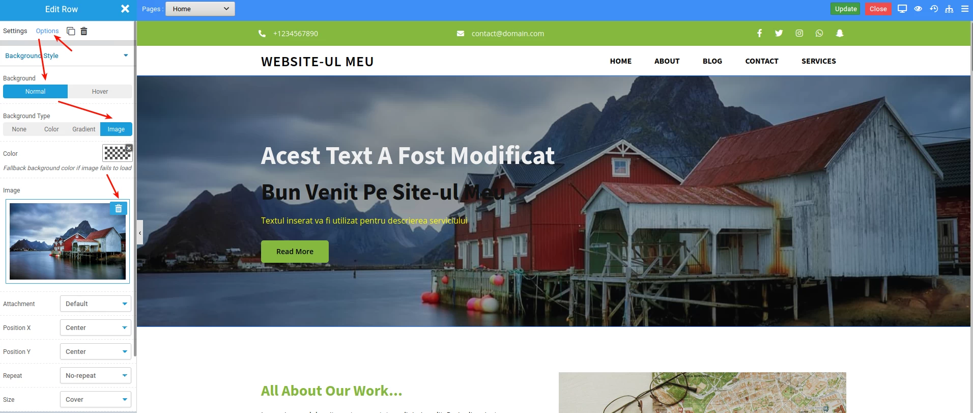 Modificarea imaginii de fundal