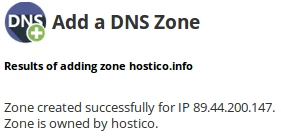 Mesaj confirmare zone created succesfully