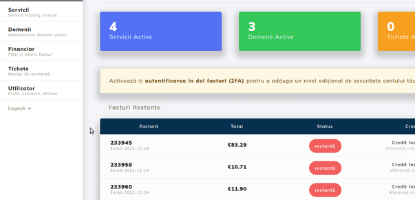 Accessing the invoice from the account