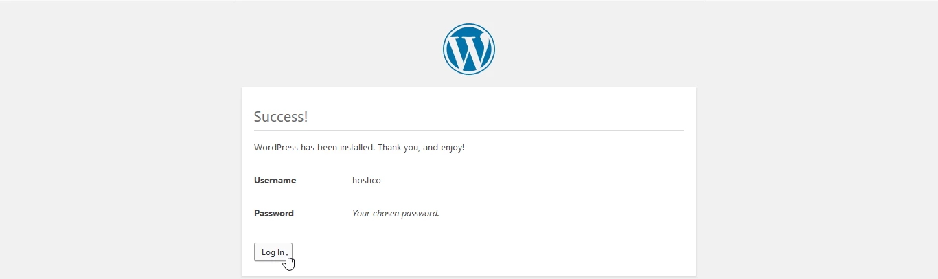 Instalare WordPress reușită