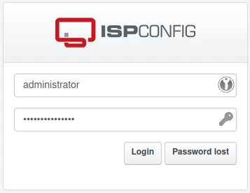 Interfață login ISPConfig